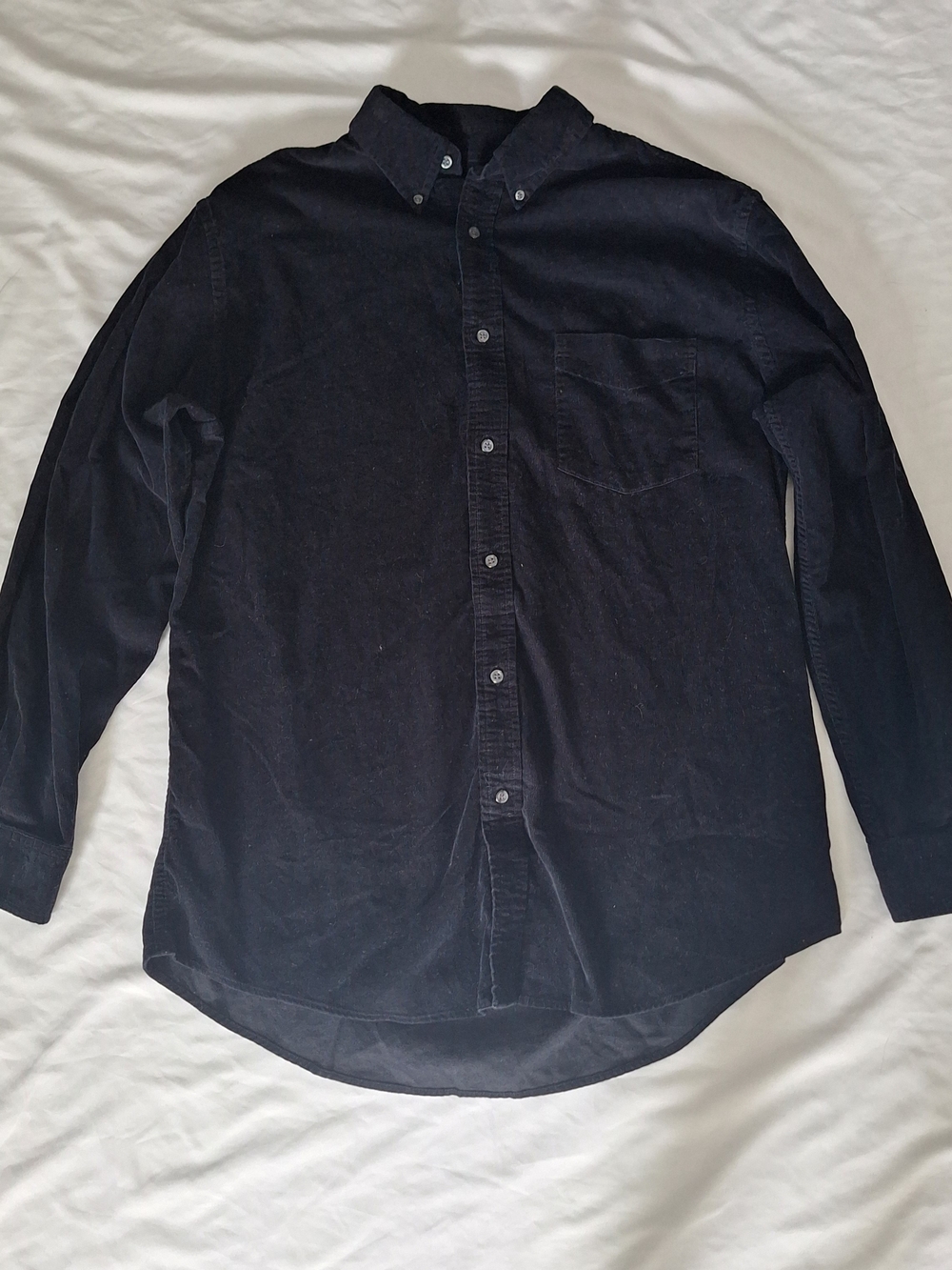 Club Room Men's L Black Corduroy Shirt Long Sleeve Button Down 100% Cotton